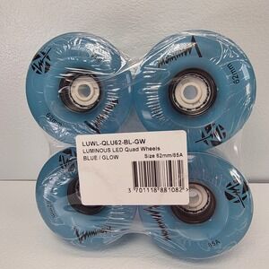 Luminous LED Quad Skate Wheels Blue‎ Glow 62mm 85A Set of 4, LUWLQLU62BLGW